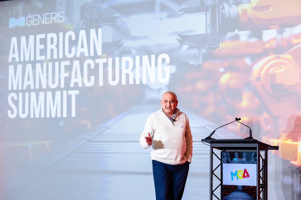 Mehran Ravanpay, EVP, Global Manufacturing and Supply Chain from MGA Entertainment speaking at the American Manufacturing Summit 2024