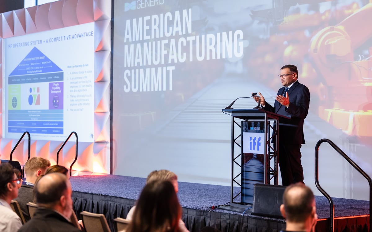 Vinay Khanna, SVP, Operations Transformation from IFF, keynote speaker at the 10th annual American Manufacturing Summit