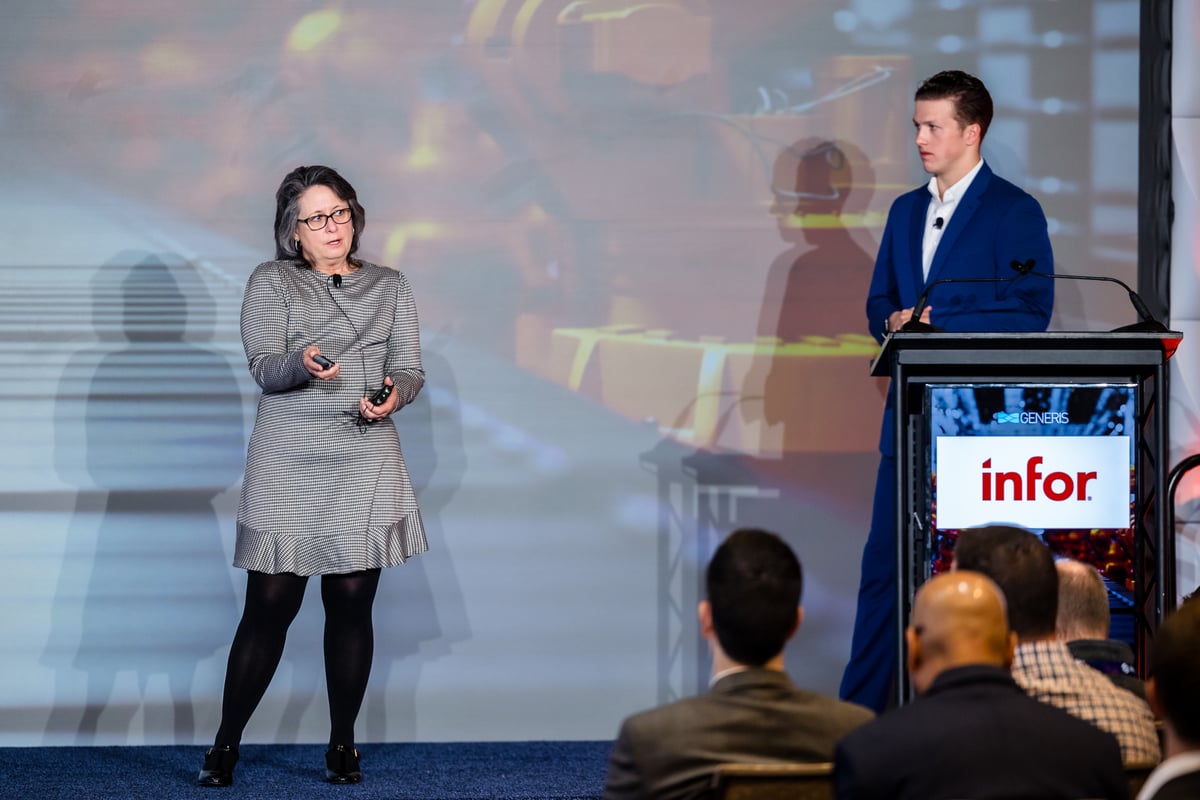 Michelle Kelley, Director, IT from Ring Container Technologies joins Max Fisher on stage to speak at the American Manufacturing Summit
