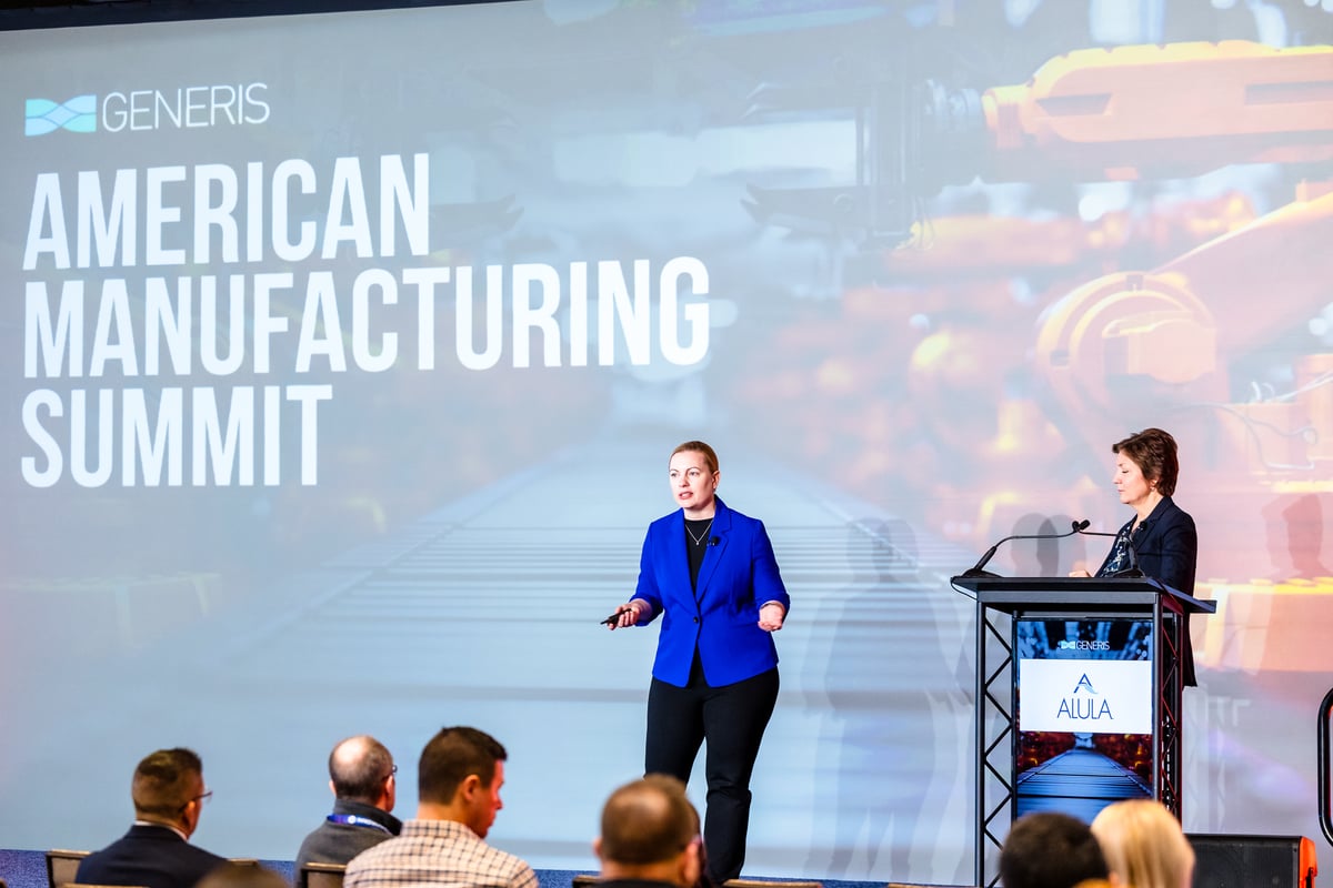 Danielle Hochstein and Gina Siemieniec from ALULA speaking at the 2024 American Manufacturing Summit